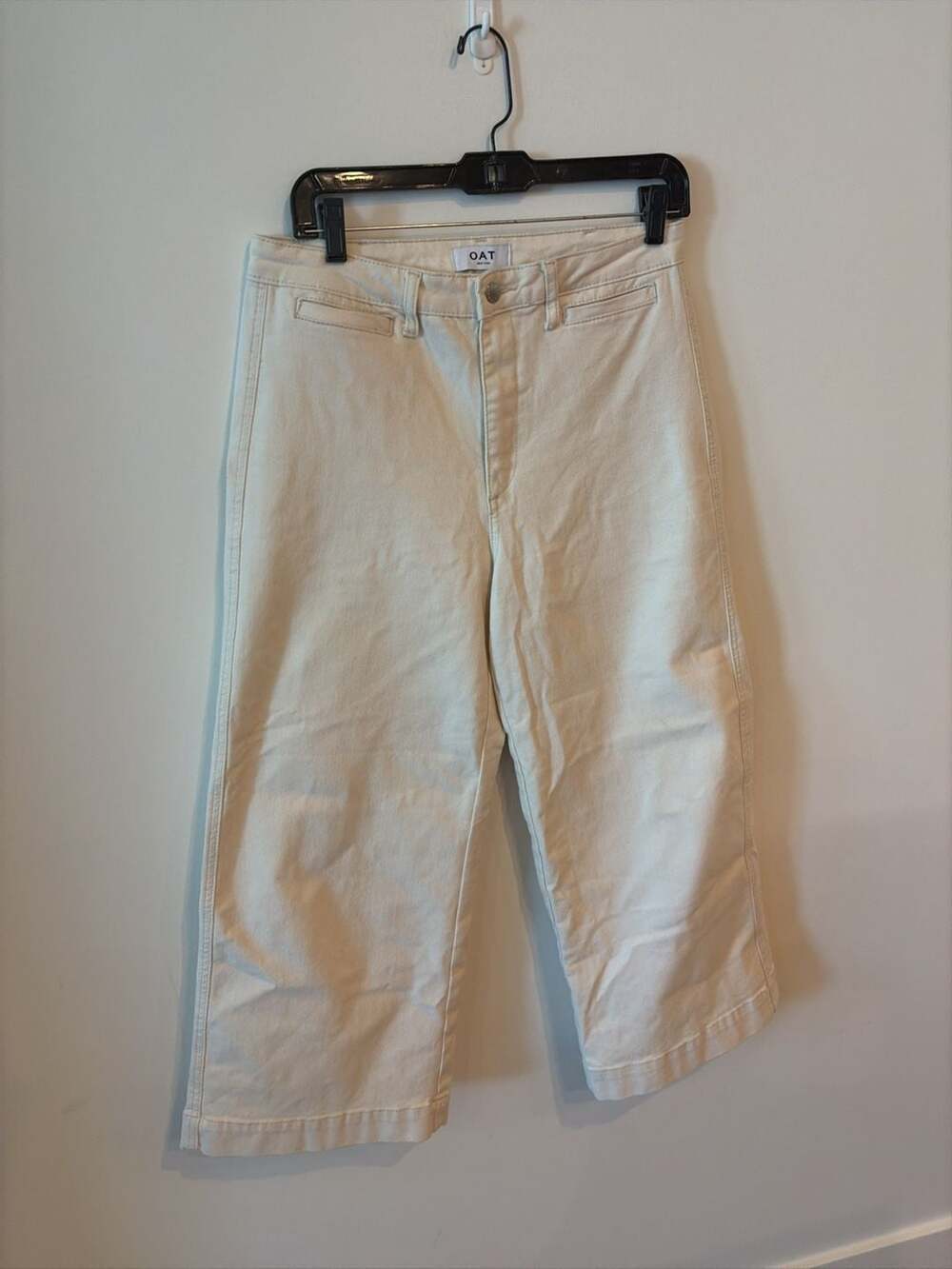 Oat New York Cream High Rise Cropped Wide-Leg Pants